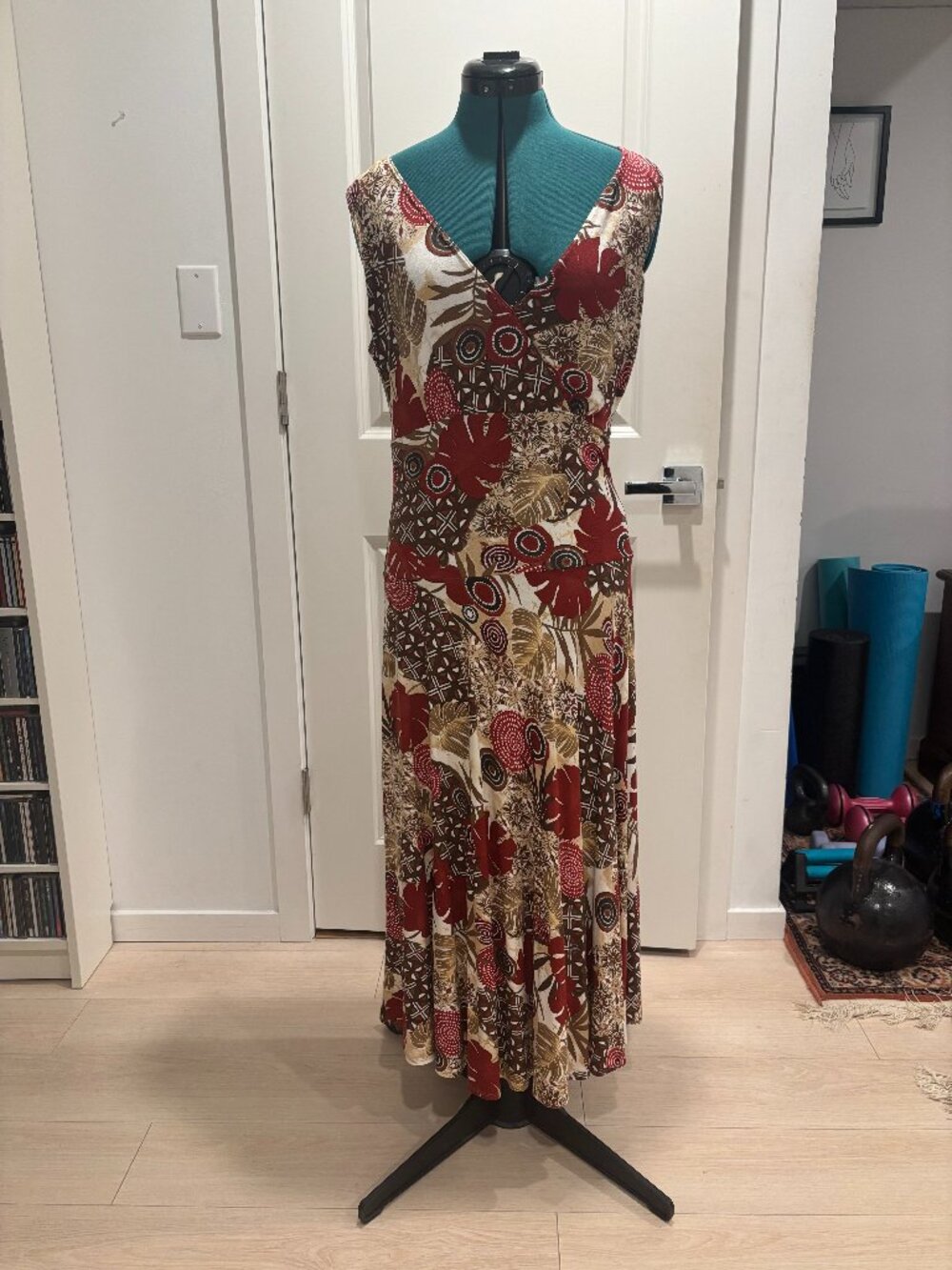 BURGUNDY AND BROWN LONG SOFT DRESS